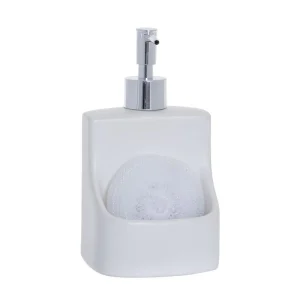 DISPENSADOR JABON CON ESTROPAJO BLANCO