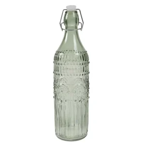 BOTELLA 1L CRISTAL GRABADO VERDE AGUA