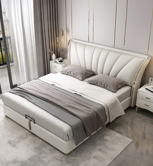 Cama de cuero tapizada en blanco modelo ruso CA-M-25 - Imagen 5