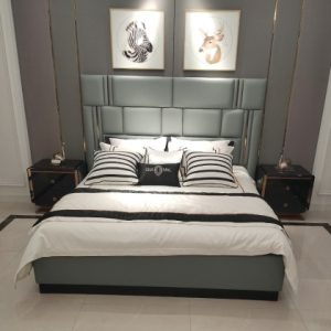 Cama elegante de cuero doble de alto cabecero CA-M-72