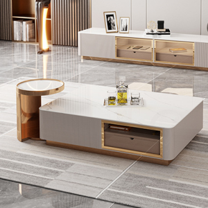 Mesa de centro rectangular con 4 cajones integrados MC-C-25