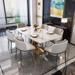 Mesa de comedor de pizarra con forma de vientre de pez ME-14
