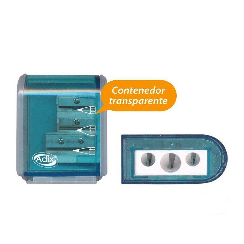 Sacapuntas Triple con Contenedor Adix - Imagen 3