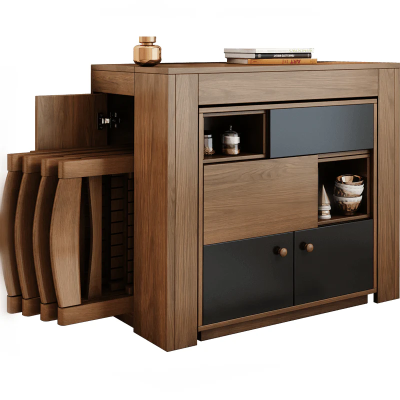 Mesa de comedor extensible de nuevo diseño con armario de almacenamiento y ahorro de espacio de 2021 - Imagen 8