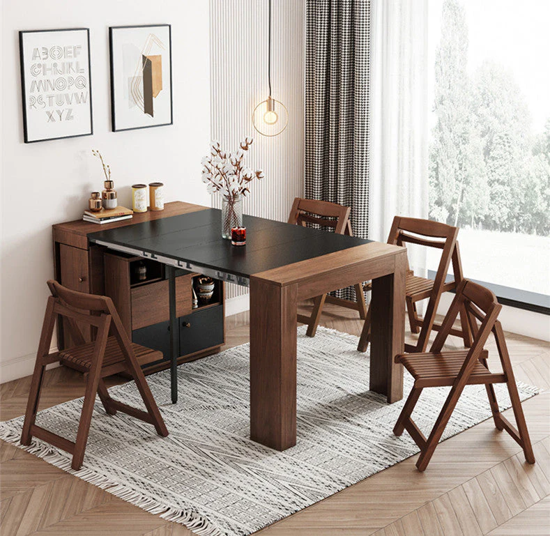 Mesa de comedor extensible de nuevo diseño con armario de almacenamiento y ahorro de espacio de 2021 - Imagen 9