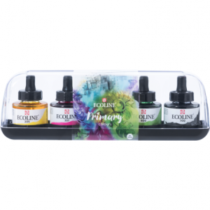 Set 5 Acuarela Líquida Colores Primarios con Gotero 30ml Ecoline