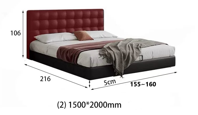 Cama con cabecero acolchado y tapizado en piel negra CA-M-90 - Imagen 6