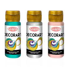 Pintura Decorart Terminación Mate 60 ml. Colores Metálicos