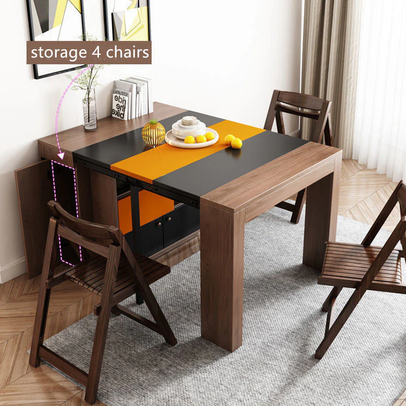 Mesa de comedor extensible de nuevo diseño con armario de almacenamiento y ahorro de espacio de 2021 - Imagen 6