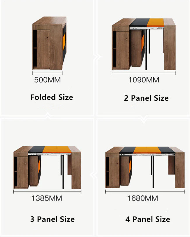 Mesa de comedor extensible de nuevo diseño con armario de almacenamiento y ahorro de espacio de 2021 - Imagen 3